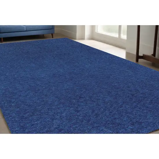 Deep Blue Shag Tufted Handmade Stain Resistant Area Rug Photo 1