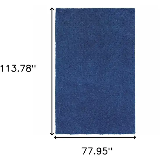 Deep Blue Shag Tufted Handmade Stain Resistant Area Rug Photo 4