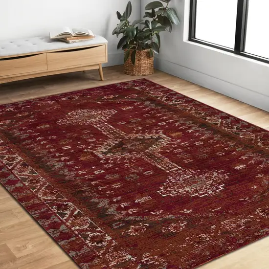 Deep Red Traditional Area Rug Photo 9