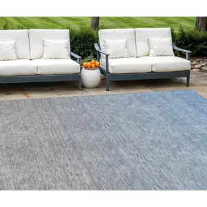 Photo of Denim Blue And Gray Ombre Washable Indoor Outdoor Area Rug