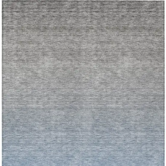 Denim Blue And Gray Ombre Washable Indoor Outdoor Area Rug Photo 6