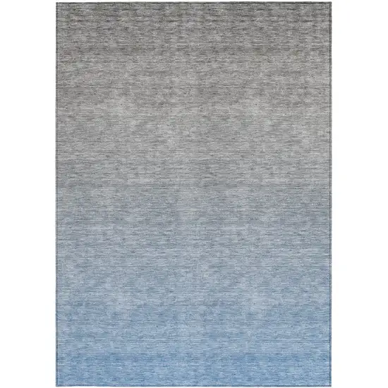 Denim Blue And Gray Ombre Washable Indoor Outdoor Area Rug Photo 7