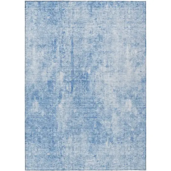 Denim Blue And Ivory Abstract Washable Indoor Outdoor Area Rug Photo 2