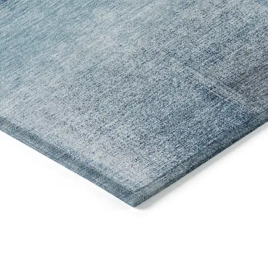 Denim Blue And Navy Blue Abstract Washable Indoor Outdoor Area Rug Photo 3