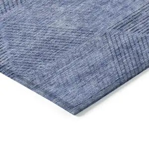 Photo of Denim Blue And Sky Blue Geometric Washable Indoor Outdoor Area Rug