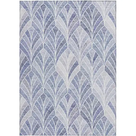 Denim Blue And Sky Blue Geometric Washable Indoor Outdoor Area Rug Photo 8