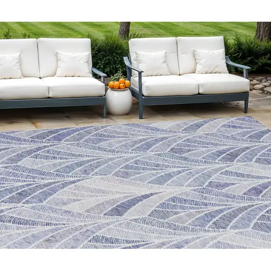 Denim Blue And Sky Blue Geometric Washable Indoor Outdoor Area Rug Photo 1