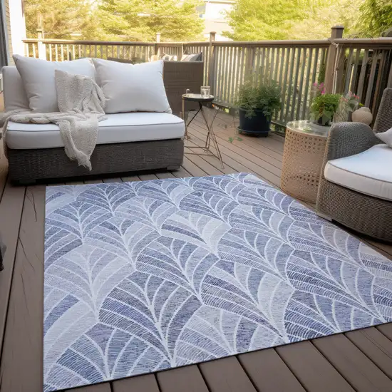 Denim Blue And Sky Blue Geometric Washable Indoor Outdoor Area Rug Photo 9