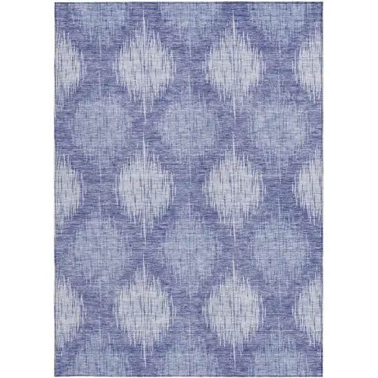 Denim Blue And Sky Blue Ikat Washable Indoor Outdoor Area Rug Photo 6