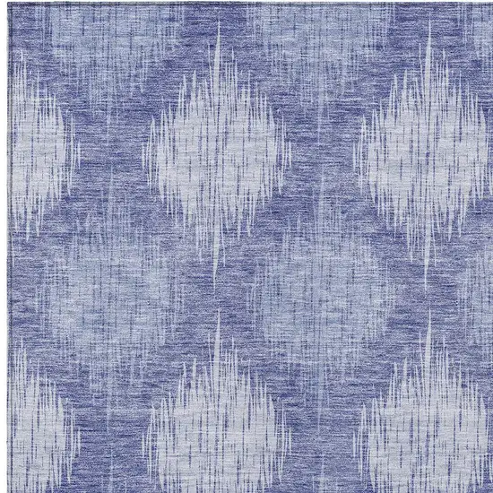 Denim Blue And Sky Blue Ikat Washable Indoor Outdoor Area Rug Photo 6