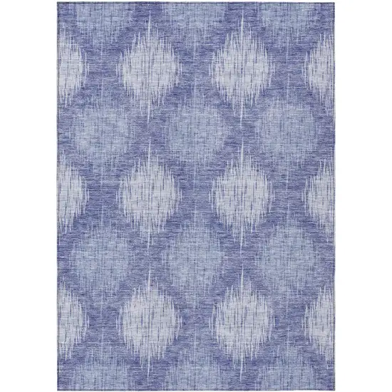 Denim Blue And Sky Blue Ikat Washable Indoor Outdoor Area Rug Photo 2