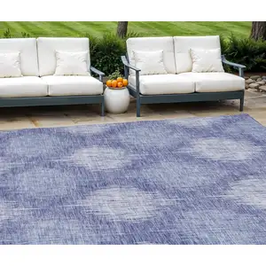 Photo of Denim Blue And Sky Blue Ikat Washable Indoor Outdoor Area Rug