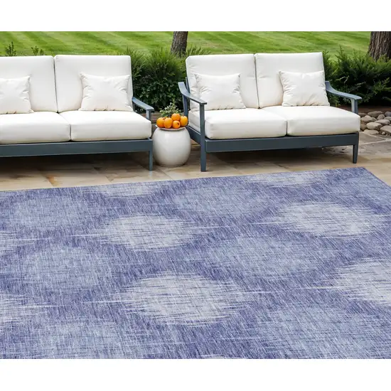 Denim Blue And Sky Blue Ikat Washable Indoor Outdoor Area Rug Photo 1