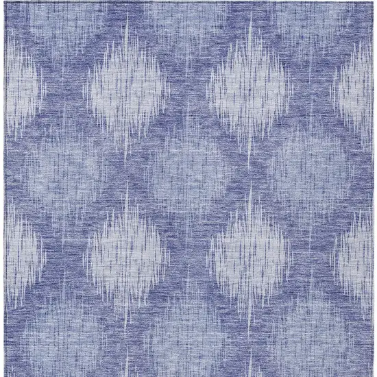 Denim Blue And Sky Blue Ikat Washable Indoor Outdoor Area Rug Photo 6