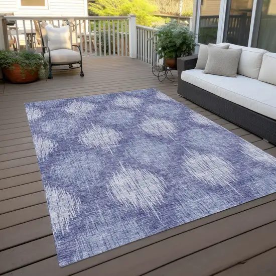 Denim Blue And Sky Blue Ikat Washable Indoor Outdoor Area Rug Photo 9