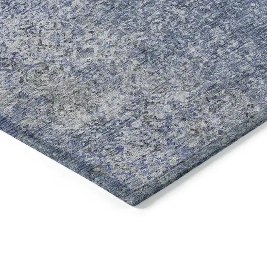 Denim Blue And Sky Blue Oriental Washable Indoor Outdoor Area Rug Photo 5