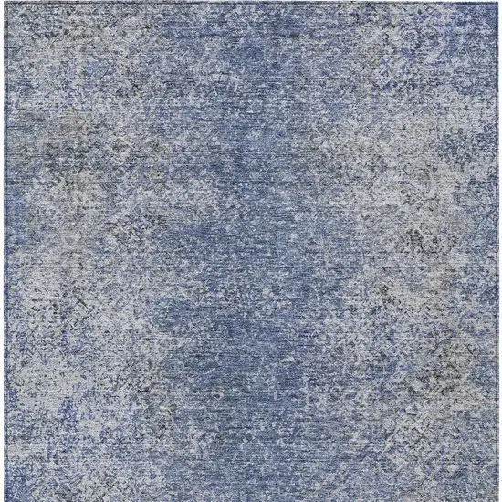 Denim Blue And Sky Blue Oriental Washable Indoor Outdoor Area Rug Photo 7