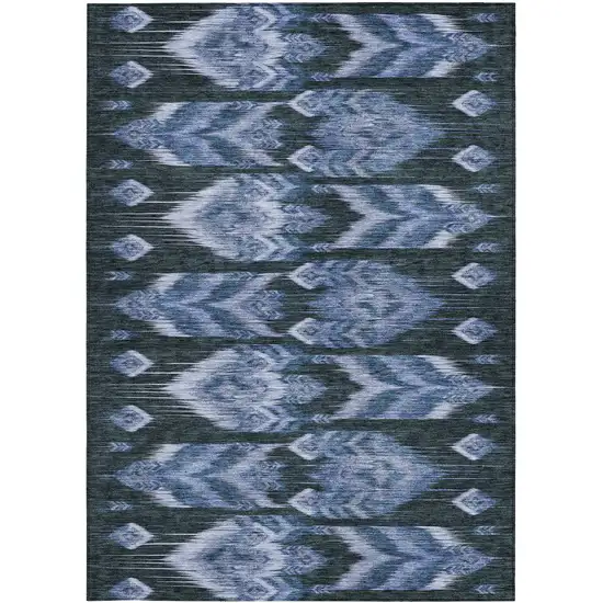 Denim Blue And Sky Blue Southwestern Washable Indoor Outdoor Area Rug Photo 7