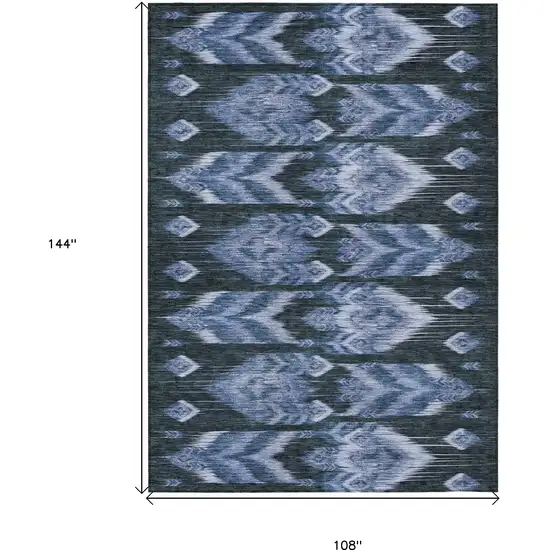 Denim Blue And Sky Blue Southwestern Washable Indoor Outdoor Area Rug Photo 3