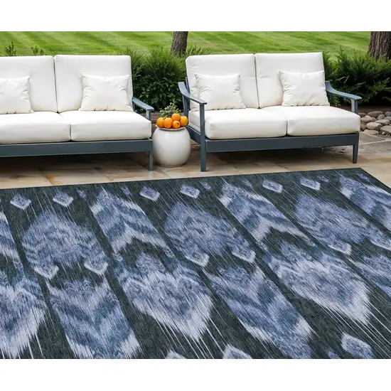 Denim Blue And Sky Blue Southwestern Washable Indoor Outdoor Area Rug Photo 1