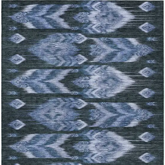 Denim Blue And Sky Blue Southwestern Washable Indoor Outdoor Area Rug Photo 6