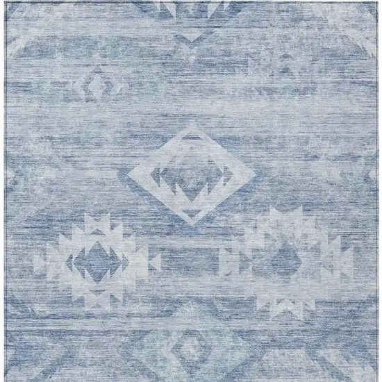 Denim Blue And Sky Blue Southwestern Washable Indoor Outdoor Area Rug Photo 7