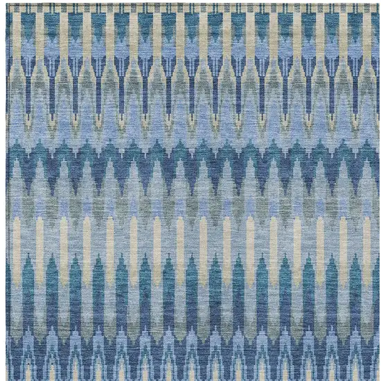 Denim Blue And Sky Blue Southwestern Washable Indoor Outdoor Area Rug Photo 7