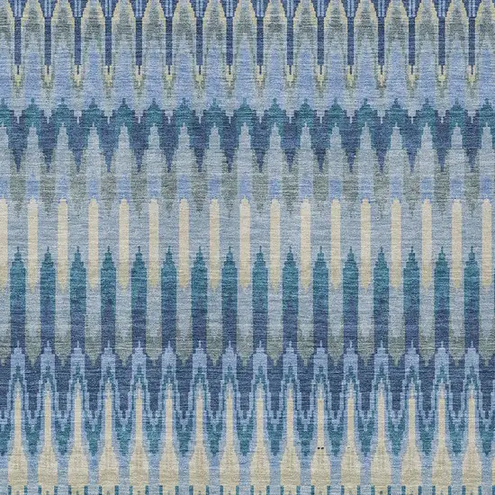 Denim Blue And Sky Blue Southwestern Washable Indoor Outdoor Area Rug Photo 7