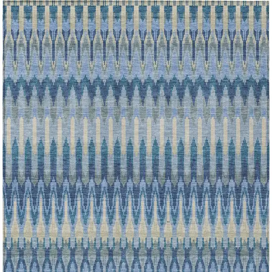 Denim Blue And Sky Blue Southwestern Washable Indoor Outdoor Area Rug Photo 8