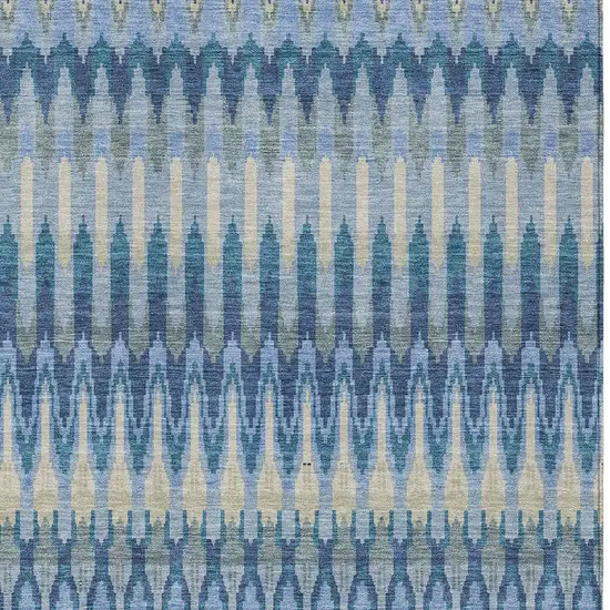 Denim Blue And Sky Blue Southwestern Washable Indoor Outdoor Area Rug Photo 7