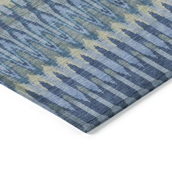 Denim Blue And Sky Blue Southwestern Washable Indoor Outdoor Area Rug Photo 5