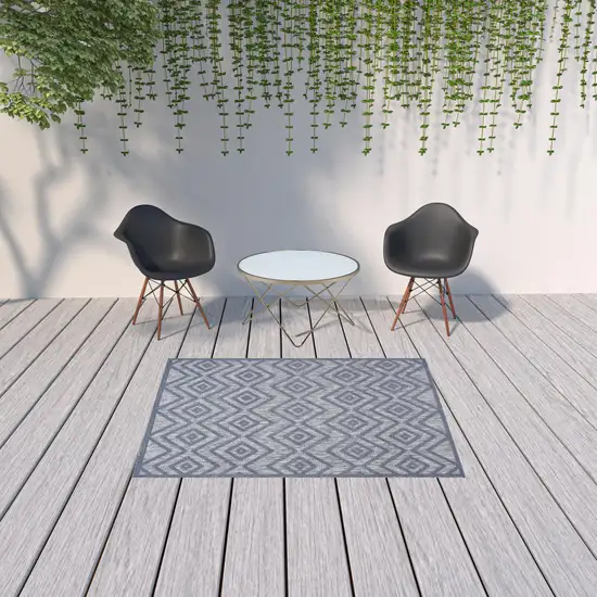 Denim Blue Argyle Indoor Outdoor Area Rug Photo 2