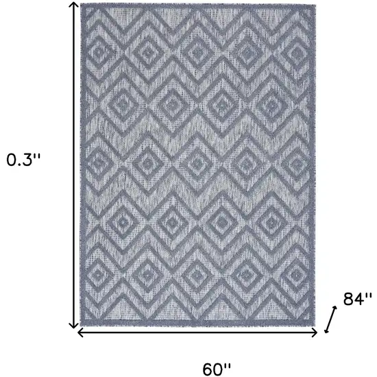 Denim Blue Argyle Indoor Outdoor Area Rug Photo 5