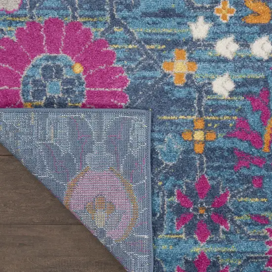 Blue And Orange Floral Power Loom Area Rug Photo 4