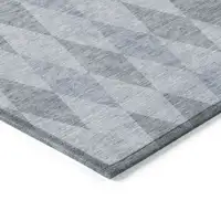 Photo of Denim Blue Geometric Washable Non Skid Indoor Outdoor Area Rug