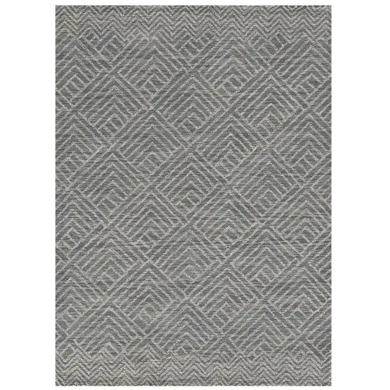 Denim Blue Hand Tufted Space Dyed Geometric Indoor Area Rug Photo 2