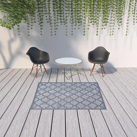 Denim Blue Ikat Indoor Outdoor Area Rug Photo 2