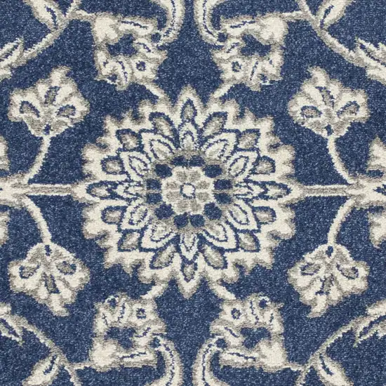 Denim Blue Machine Woven UV Treated Floral Traditional Indoor Outdoor Area Rug Photo 2