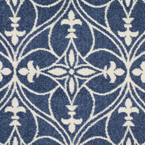 Denim Blue Machine Woven UV Treated Ogee Indoor Outdoor Area Rug Photo 2