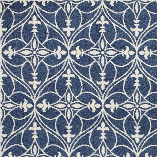 8'X11' Denim Blue Machine Woven Uv Treated Ogee Indoor Outdoor Area Rug Photo 3