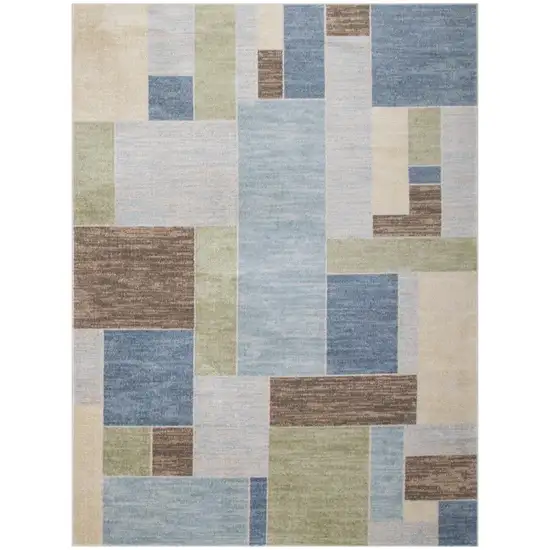 Denim Blue Oriental Power Loom Distressed Washable Area Rug Photo 2