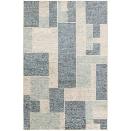 Denim Blue Oriental Power Loom Distressed Washable Area Rug Photo 1