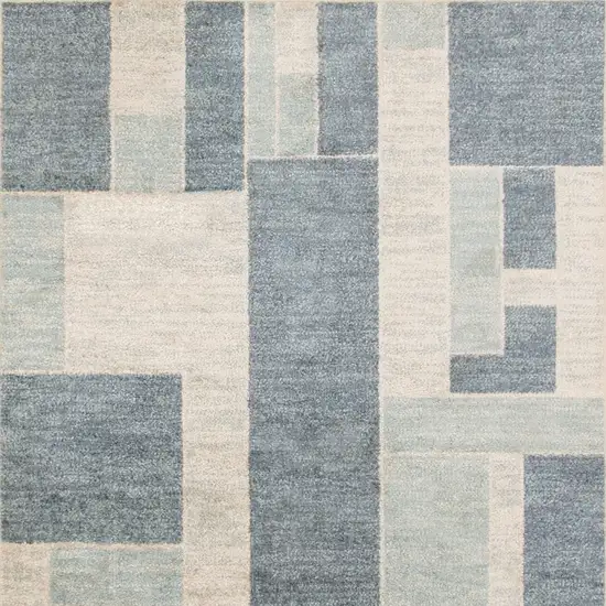 Denim Blue Oriental Power Loom Distressed Washable Area Rug Photo 6