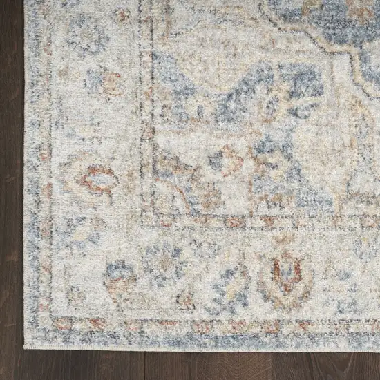 Denim Blue Oriental Power Loom Washable Area Rug Photo 7