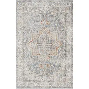 Photo of Denim Blue Oriental Power Loom Washable Area Rug