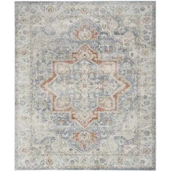 Denim Blue Oriental Power Loom Washable Area Rug Photo 1