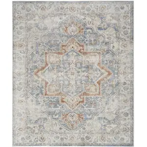 Photo of Denim Blue Oriental Power Loom Washable Area Rug