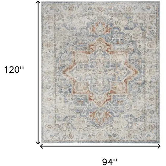 Denim Blue Oriental Power Loom Washable Area Rug Photo 8