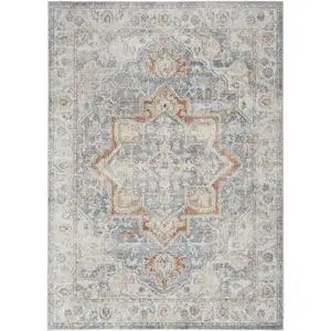 Photo of Denim Blue Oriental Power Loom Washable Area Rug