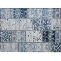 Photo of Denim Blue Patchwork Washable Non Skid Indoor Outdoor Area Rug